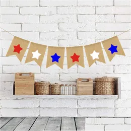 Banner Bandiere Burgee Independence Days Stella a cinque punte Striscioni a coda di rondine Festa nazionale americana String Flag Bunting Party Decoratio Dhsxs