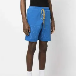 Ropa de diseñador corto casual Rhude Carta de verano Cordón bordado Verano de los hombres Deportes populares Playa Pantalones cortos de moda sueltos Parejas Joggers Ropa deportiva