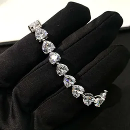 2020 Neues 925 Silber High Carbon Diamond Volldiamant-Armband Simulation 7 * 7 mm Reihe Diamantkette Metall Hip Hop
