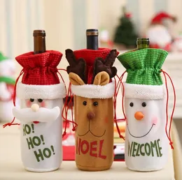 Juldekorationer för Home Santa Claus Wine Bottle Cover Snowman Stocking Gift Holders Xmas Navidad Decor Happy Year Christmas SN5324