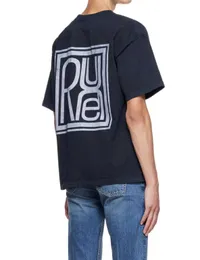 Tasarımcı Moda Giyim Tees Tişörtleri Rhude Stamp Baskılı Tişört Siyah Saf Pamuklu Erkek Yaz Etiketi Gevşek FittingTops Streetwear Hip hop Spor Giyim