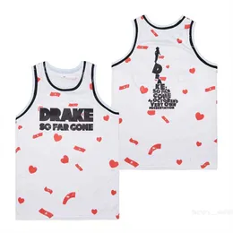 Film basketbol filmi Drake şimdiye kadar gitti Jersey Man Retro Nefes Alabilir Külot Lisesi Hiphop Takımı Dikişli Spor Vintage College Gömlek Spor Hayranları Beyaz