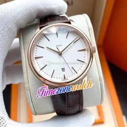 40mm Patrimony 85180 000R-9248 Miyota 8215 Automatic Mens Watch 85180 White Dial Rose Gold Case Brown Leather Strap Watches Timezo2544