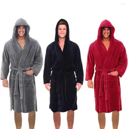 Roupa de dormir masculino Men Bathrobe Casual 2023 Autumn Winter Solid Hapeled Toalha macio vestido midi túnio madeown masculino lixo caseiro desgaste