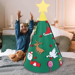 Christmas Decorations Felt Christmas Tree Set Children's Rooms Decoration Supplies Funny DIY Lighted Christmas Tree Festival Pre-Kindergarten Felt Toy 231120