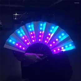 Night Lights RGB LED Folding Fan med avlägsna uppladdningsbara ljus bärbara scenutställningar glödande för fest bröllop nattklubb rekvisita