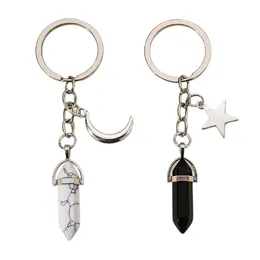 Crystal Stone Keychain Star Moon Couple Keychain Pendant Valentine's Day Gift