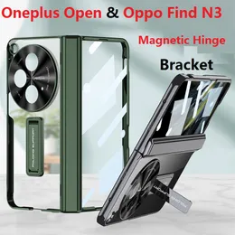 Magnetiskt gångjärn för OnePlus Open Case Clear Front Glass Film Stand Protection Oppo Hitta N3 Cover