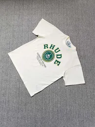 Roupas de moda de grife camisetas camisetas da moda Rhude impressão de letras americana vintage versátil casal solto camiseta de manga curta masculina tops de algodão streetwear