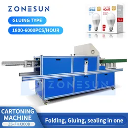 ZONESUN Automatische Verpackungsmaschine Kartonklebe- und Boxmaschine Produktverpackung mit faltbarer oberer und unterer Klappe ZS-FHJ300B