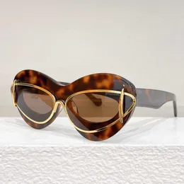 2024 Cat Eye Sunglasses Senhoras Designers Acetato Fibra Duplo Quadro Cateye Óculos de Sol Retro Womens Fashion Party Metal Óculos LW40119I Presente de Qualidade Superior