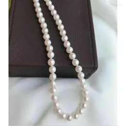 Anhänger Halsketten Erstklassige Japanische Akoya 7-6mm Weiße Perlenkette 18"