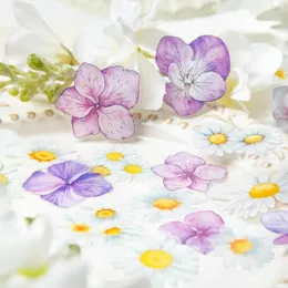 Gift Wrap 50 Pcs/pack Watercolor Flower PET Sticker Artistic Everything With Pattern Ledger Decoration Scrapbook 6 Options