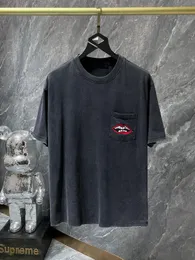 Nowa para T-shirt czyste bawełniane do prania haft haftowy damski T-shirt street street Hip Hop T-shirt zagęszczony mody męski krótki rękaw