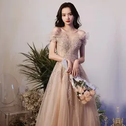 Basic Casual Dresses Bling Sequins Bridal Wedding Dresses Gown Mesh Temperament Off Shoulder Cheongsam Sexy Strapless Lace Woemn Pleated Vestidos 231120