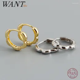 Серьги-кольца WANTME из стерлингового серебра 925 пробы, простые европейские сливовые круги для женщин, модные подвески Huggies, вечерние ювелирные аксессуары