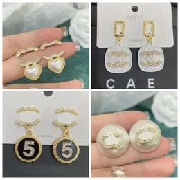 Diamond Dangle Earrings 2023 Charm Design for Women Pearl Stud Earrings Wedding Party Spring Love Hoop Earrings Premium Celtic Jewelry Wholesale