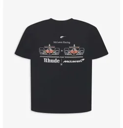 Modne ubrania od projektantów Koszulki Koszulki Rhude Mclaren Co. Markowe wyścigi Formuły 1 T-shirt z nadrukiem z krótkim rękawemTopy Streetwear Hip hop Odzież sportowa