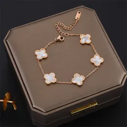 Fashion Classic 4/Four Leaf Clover Charm Armband Bangle Chain 18K Gold Women Girl Flower Necklace Link Chain Wedding Designer Jewelry Women Gifts