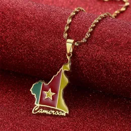Pendant Necklaces Cameroon Map Flag Men Women Cameroun Country Maps Cameroonians