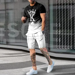 Tute da uomo Tuta estiva Abbigliamento oversize Moda Set da 2 pezzi T-shirt stampate in 3D stile spiaggia retrò T-shirt da uomo Pantaloncini 230420