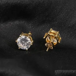 Stud 10Mm Hip Hop Earrings S925 Sier Needle Simated Diamond 18K Real Gold Rock Rapper Jewelry Drop Delivery Dhbzt