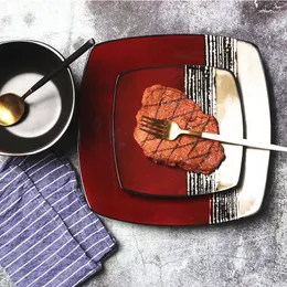 Plattor fyrkantiga stora sushi -porslin Europeiska kreativitet Enkelhet som serverar tallrik västerländska rätter Vajilla köksverktyg EK50CP