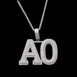 2022 Hip Hop Lettera iniziale A O Collane personalizzate in argento sterling 925 con ciondolo Moissanite per uomo