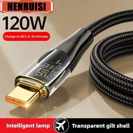 Кабели для сотовых телефонов 120 Вт USB для типа C, кабель для сверхбыстрой зарядки 1 м, 1, 5 м, 2 м, шнур для передачи данных для мобильного зарядного устройства, провод 231117