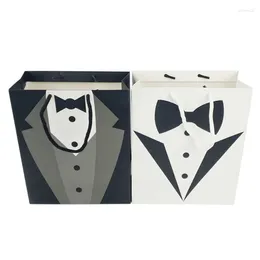 Gift Wrap Groomsman Proposal Bag Groom To Be Wedding Engagement Bachelor Party Bridal Black White Dress Wrapping Decorate Packet