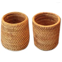 Piatti A50I 2X Bacchette in rattan Tubo Pala Cucchiai Secchio Coltelli da tavola Forchette Stoviglie Scatola portaoggetti Cestini per la casa A B