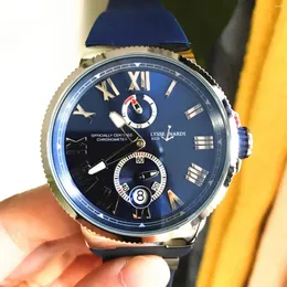 Wristwatches Ocean Marine Luxury: Męski automatyczny zegarek stalowy z prawdziwą energią kinetyczną Wyświetlacz Niebieską tarczę i ulysse Foldover Clap - Mech