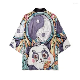 Ethnic Clothing Summer Cartoon Pattern Kimono Cardigan Jackets Men's Tai Chi Print Streetwear Japanese Haori Top Shirts Kimonos Women