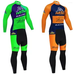 Set da corsa 2023 MTB Green Cycling Jersey Winter Bike Maillot Suit da uomo 20D Ropa Ciclismo Pro Bicycl Jacket Abbigliamento