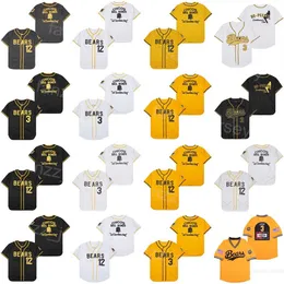 Baseball Moive 12 Tanner Boyle Maglie The Bad News Bears 3 Kelly Leak Pullover Cooperstown Retro Cool Base Nero Bianco Giallo Gessato University Ricamo Team