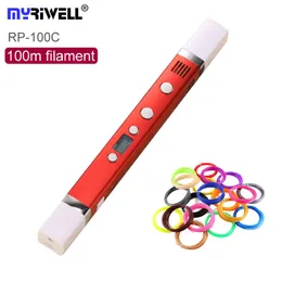 Other Home Garden Myriwell est 3D Pen RP100C Third Generation USB Plug 5V 2A Creative Caneta Graffiti Digital 4 Speed Regulation 231121