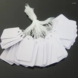 Sacchetti per gioielli 100 pezzi Bianco Imballaggio vuoto Display Cartellini dei prezzi 3,5 2,2 cm Campione di carte di carta scrivibili con accessori in corda Organizzatore