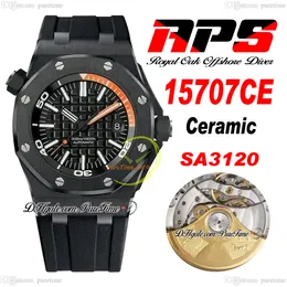 APSF Diver 1570 Ceramic SA3120 Automatic Mens Watch 42 мм черный текстурированный циферблат резиновый ремешок Super Edition Reloj Hombre Montre Homme Puretime A1