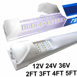 LED Tubes 2 3 4 5 Ft DC 12V 24V 36V T8 Integration Lower Voltage Cooler Door Shop Lights Fixture Interior Light Bar Strip for Car RV Van Truck Lorry Camper crestech168