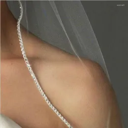 Voiles de mariée Blanc Ivoire Mariage Accessoire Cathédrale Strass Cristal Bord Long Voile Avec Peigne