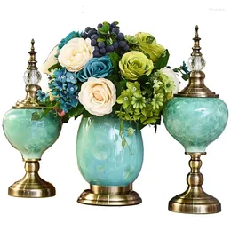 Vases Nordic Style Ceramic Vase Decoration Living Room TV Cabinet Dried Flowers Flower Arrangement Modern Decorative Furniture