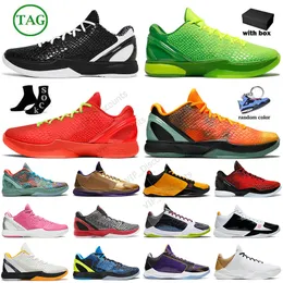 Com caixa Tênis de basquete para homens Mamba 6 Protro Zooms Reverse Grinch Prelude Chaos 5 Protros Bruce Lee Lake Purple Undefeated x Hall Of Fame Trainers Tamanho EUR 40-46