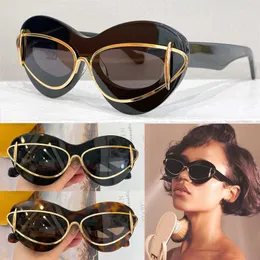 Asetat ve Metal Kadın Tasarımcısı Fei Aviators Güneş Gözlüğü Moda Retro Lady Metal Tatil Gözlükleri LW40119i Orijinal Kutu ile