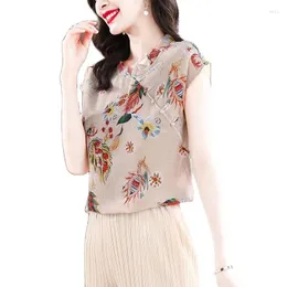 Bluzki damskie kobiety wiosna letnie styl szyfonowy dama da o swobodnym krótkim rękawie o drukowaniu Blusas DF4099