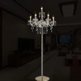 Golvlampor Modern Crystal Lamp för vardagsrum Restaurang Bröllopsdekor Klassisk skrivbord E14 Candle Stand Fixtures204Z