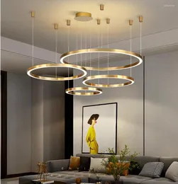 Chandeliers LED Pendant Lamp Living Room Office Building Lobby Ring Nordic Luxury Modern Creative Combination Hang Light