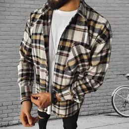 Men's Casual Shirts Mens Vintage Plaid Autumn Thicken Warm Long Sleeve Loose Shirt Oversized Simplic Business Office Work Outwear Tops Male