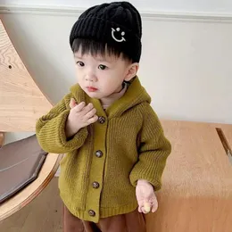 Kurtki Zima Baby Sweter z długim rękawem Plus Velvet Gruby chłopiec dziewczyna z dzianiny Kardigan Casual Infant Child