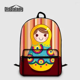 Zaino Dispalang Borsa a tracolla da viaggio per donna Bambole russe che nidificano Matrioska Stampe per bambole Laptop Canvas School For College