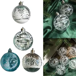 クリスマスデコレーション6ピースボックス6cmボール透明な絵画装飾年の木の吊りホームパーティー231121